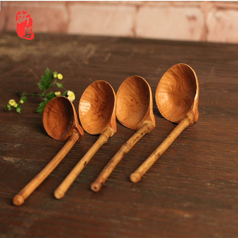 日式竹节小水勺 环保纯天然水瓢 茶粉勺 茶勺茶道零配厂家直销