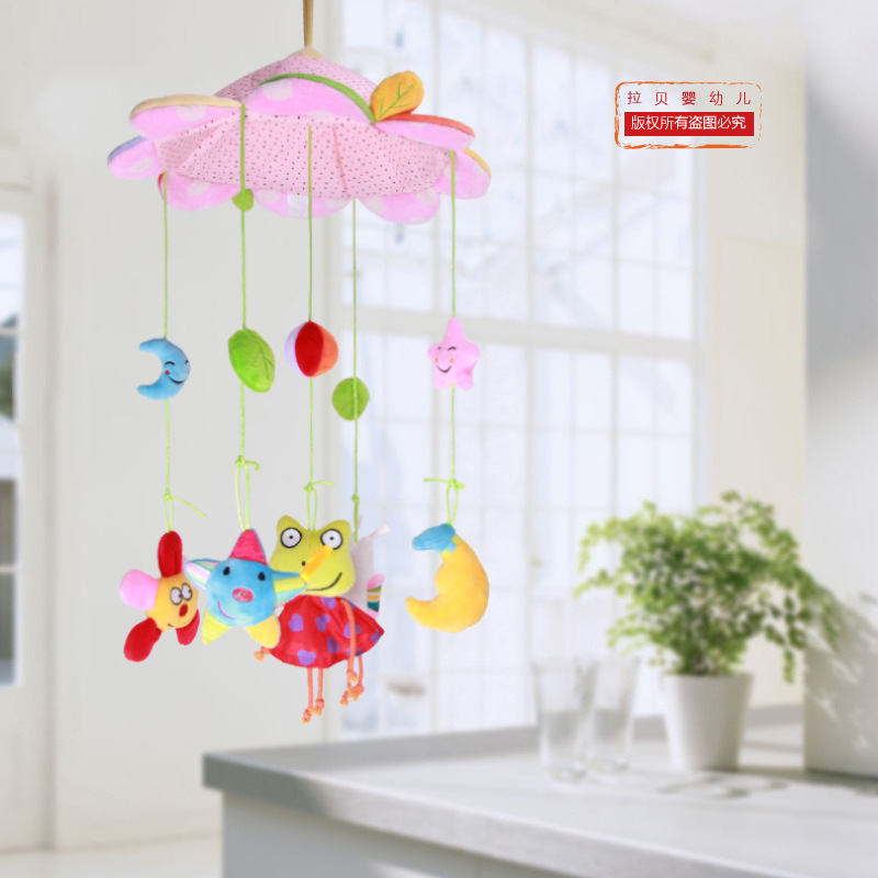 Bebé cama de la rana Campana con caja de música giratoria cama Bell bebé juguete de peluche cama colgante fuente fabricante