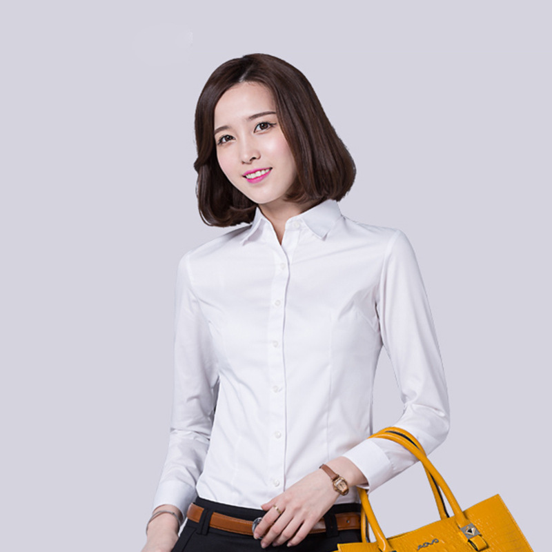 Women's Long-Sleeve Slim-Fit Business Shirts, Non-Iron, Ol White Formal Work Shirts, Wholesale Women's Shirts