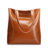 Fashionable summer leather capacious shopping bag, genuine leather