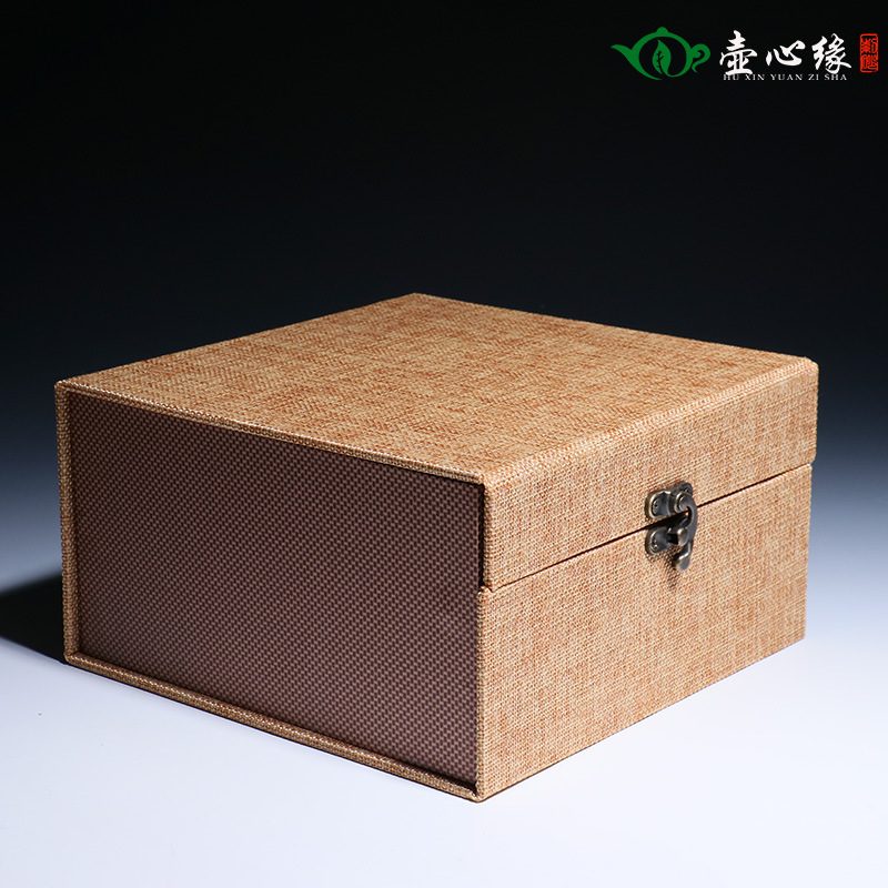 厂家销售紫砂壶锦盒瓷器包装盒亚麻布一壶四杯套壶高档礼品盒