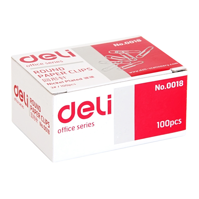 델리 0018 종이 클립 사무실 문구 바인딩 용품 종이 클립 종이 클립 상자 종이 클립 100 pieces/box