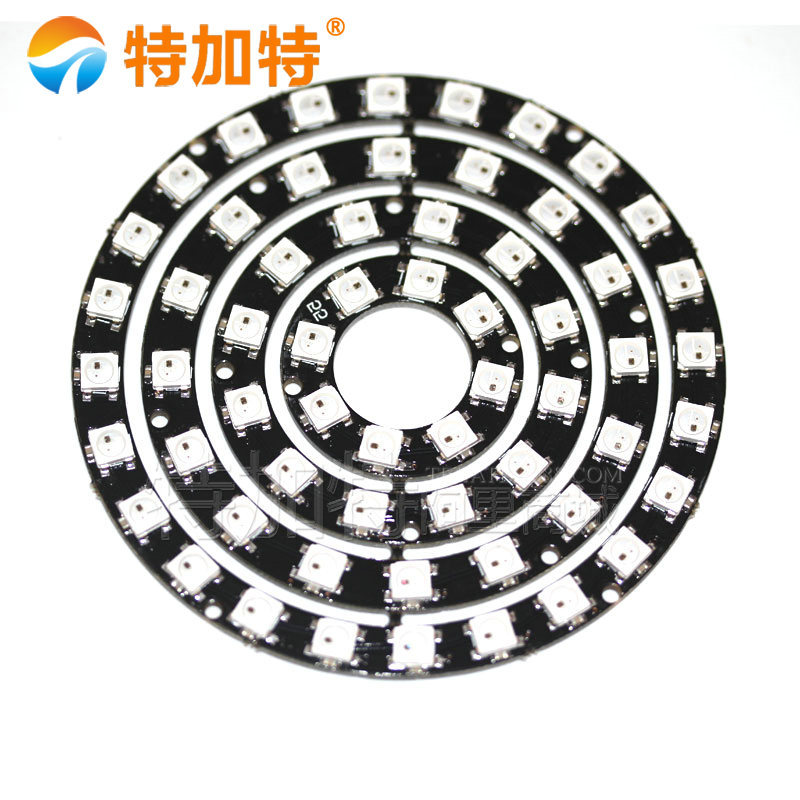 60位WS2812 5050 LED智能全彩RGB灯环 圆形开发板 多环驱动彩灯