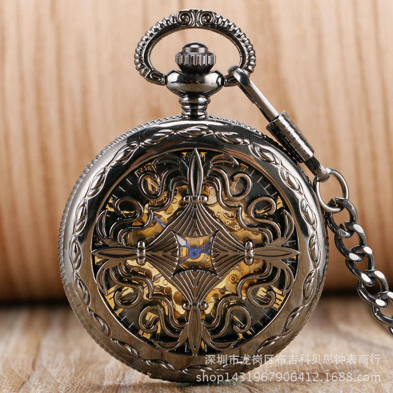 Student Pocket Watch, Retro Gift Watch, Carved Hollow Pattern, Fully Automatic Mechanical Pocket Watch, Gift for Men and Women
