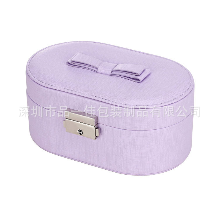 厂家小巧型蝴蝶结款PU皮革饰品收纳盒耳环戒指整理盒带锁批发