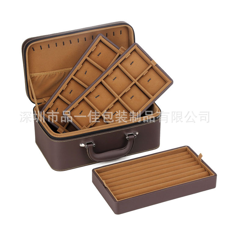 厂家现货优雅手提式大容量首饰箱毛衣链戒指吊坠展示托盘批发