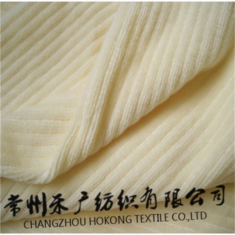 厂家生产 色织横抽条天鹅绒面料 裤子服装面料