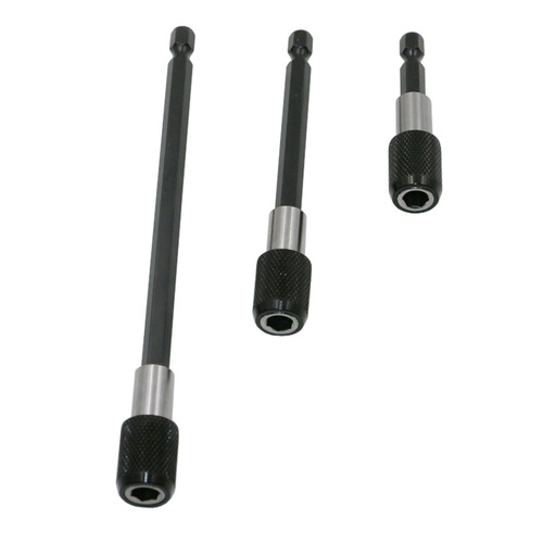 Hexagonal handle quick-release self-locking extension rod electric drill driver quick transfer rod bit extension rod 3-piece set