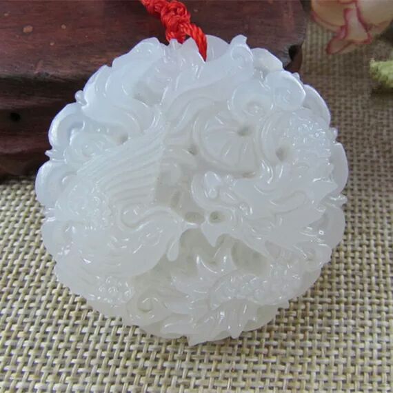 天然新疆玉石吊坠白玉阿富汗玉吊坠龙凤挂件批发节庆玉雕