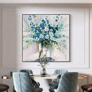 Modi color cream wind sky blue pure hand-painted home hanging painting modern hotel home pure hand-painted decorative hanging painting