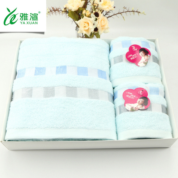 Factory direct cotton towel bath towel Three-Piece Gift Set logo company advertising gift promotional towel