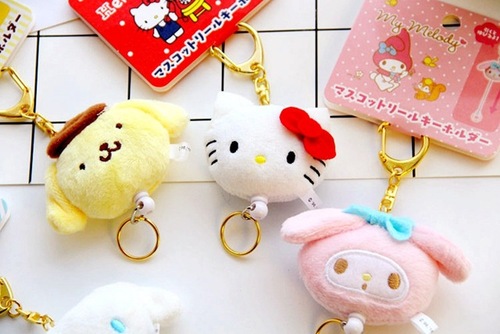 New Melody Jade Gui Dog Pudding Dog kt Cartoon Plush Doll Creative Retractable Keychain Pendant Bag Accessories