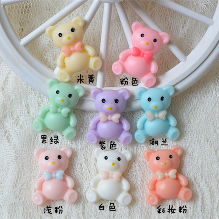 diy树脂配件 手机美容贴钻材料 发饰品材料 带领结小熊 泰迪熊