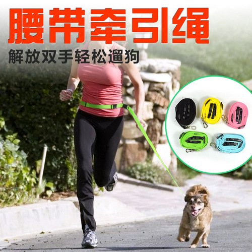 Loss-loss seat belt pet car fixed belt dog leash double-head chain three-head chain running chain belt retractable rope