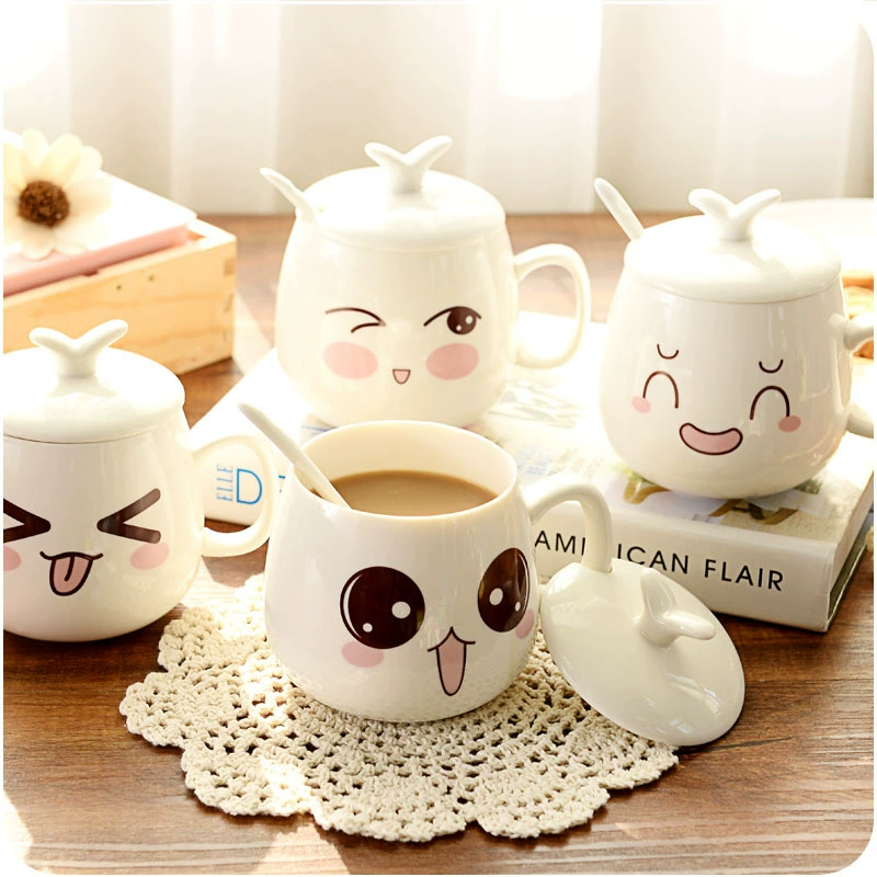 Ceramic cute cover with glass, for beloved
