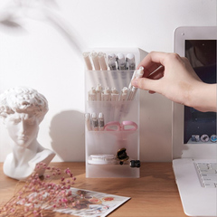 Sloping Insert Large Matte Brush Holder Desk Organizer Bookshelf Stationery Storage Stand Transparent Makeup Brush Storage Tub