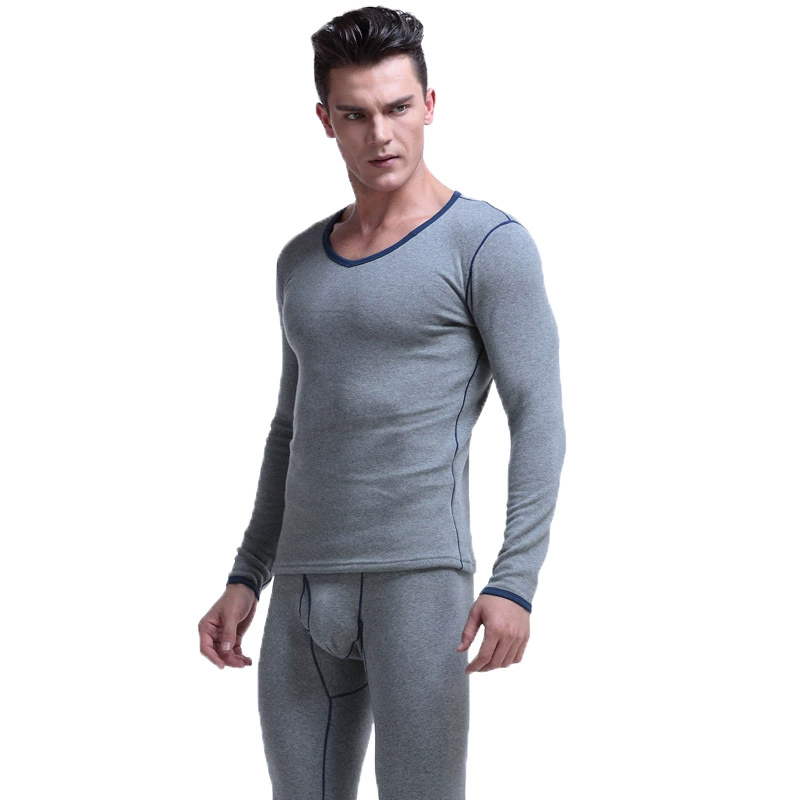 Demi-season keep warm set, thermal underwear, fleece sweater, tight, increased thickness, V-neckline
