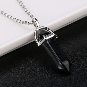 AliExpress deseo Venta caliente moda europea y americana Piedra Natural bala columna hexagonal colgante collar de piedra joyería al por mayor
