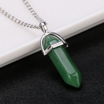 AliExpress deseo Venta caliente moda europea y americana Piedra Natural bala columna hexagonal colgante collar de piedra joyería al por mayor