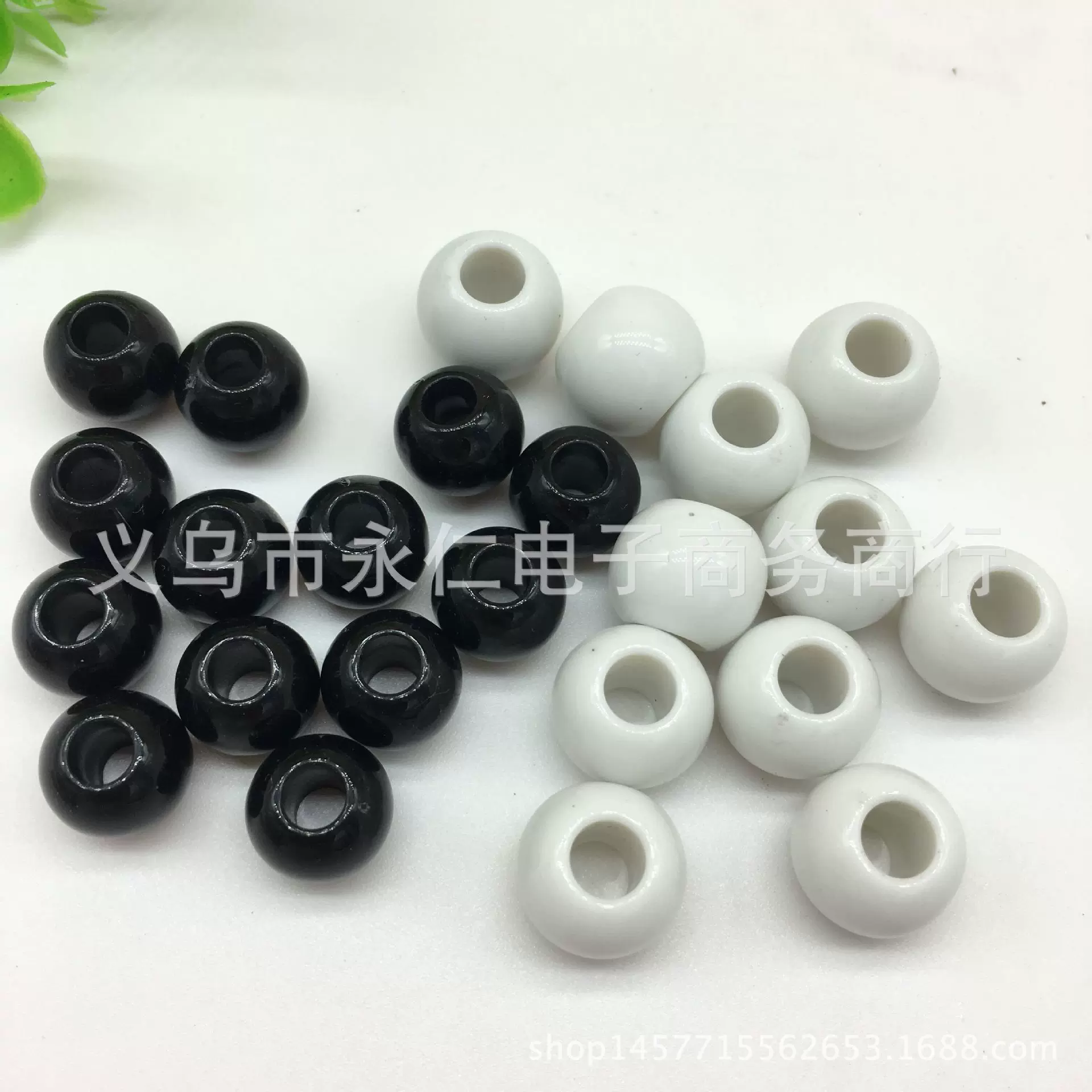 亚克力珠子白黑色大孔圆珠圆形实色彩色散珠 diy饰品配件配饰材料