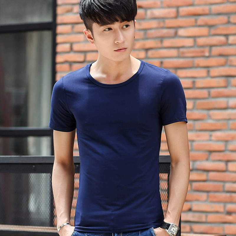 Оптовая мужская летняя одежда, чисто белая мужская футболка с V-образным вырезом и короткими рукавами, Мужская однотонная тонкая пуловер с коротким рукавом, Базовая рубашка, прилив