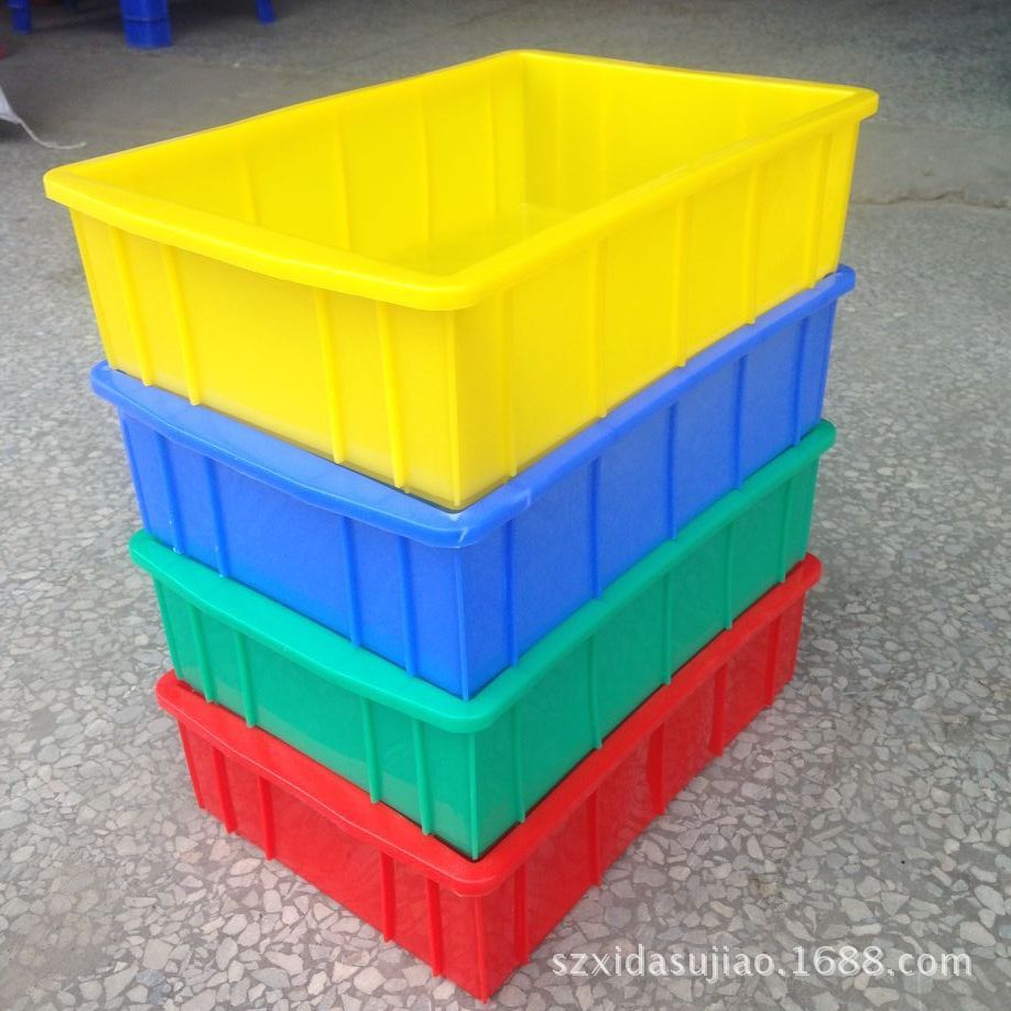 供应 长方形蓝色货架储物箱塑胶筐耐用塑料周转箱 加厚塑料箱