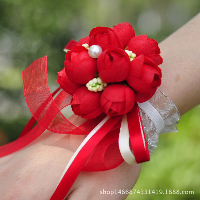 Wrist Flower Bridesmaid Bride Sister Group Hand Wedding Supplies Wedding Kidsren's Bracelet Creative Korean Garland