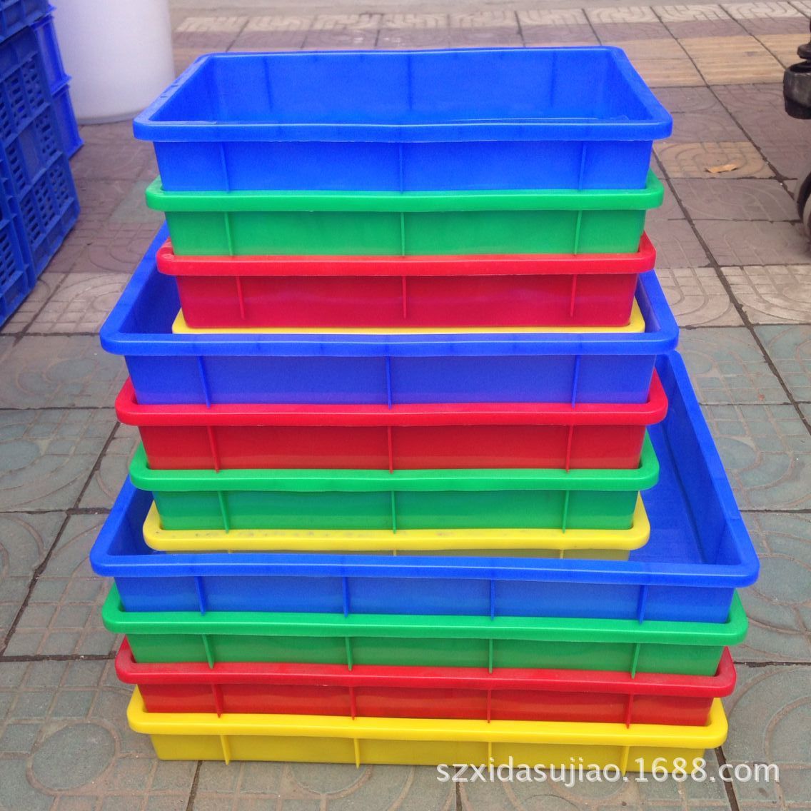 厂家批发工业物料周转箱 440*290*44 长方形 塑胶方盘  塑料方盆