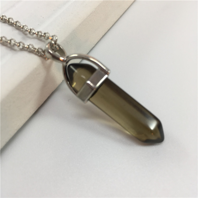 AliExpress deseo Venta caliente moda europea y americana Piedra Natural bala columna hexagonal colgante collar de piedra joyería al por mayor
