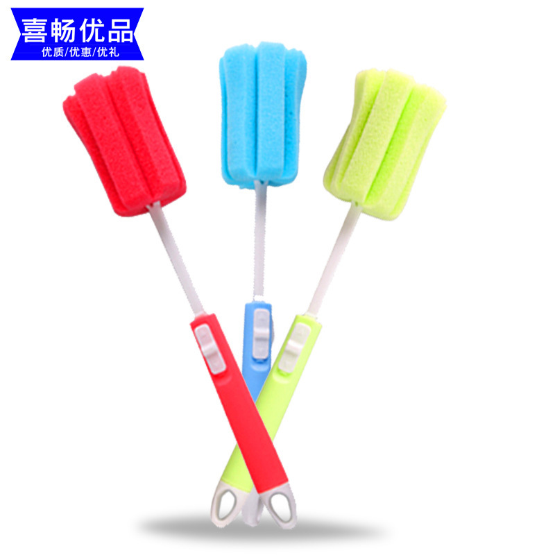Strict selection factory retractable long handle sponge cup brush milk bottle brush sponge cup brush cleaning brush Yiwu delivery door-to-door