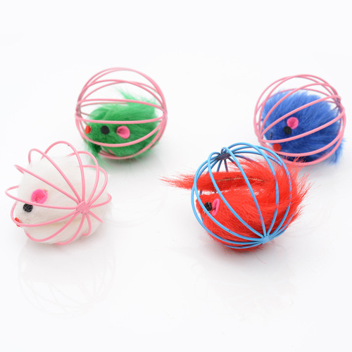 Promotional iron cage rat cage rat rat ball cage rat spherical funny cat toy color random