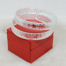 时尚款加厚银百福女士开口手镯饰品 白铜镀银首饰品保色