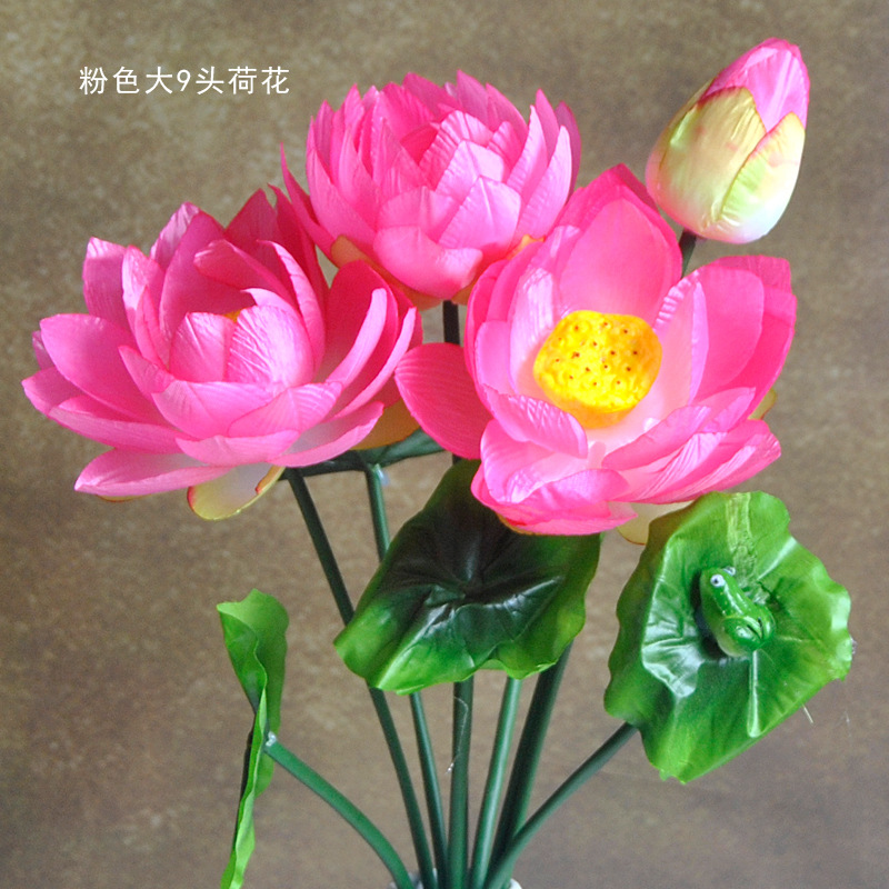 Factory Direct Supply of Simulated Lotus, Enlarged 9-Pronged Silk Flower, Water Lily, Lotus Pond, Fish Tank, Living Room Decoration, Buddhist Supplies