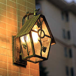美式阳台壁灯别墅露台花园防水墙灯欧式复古过道户外庭院壁灯LED