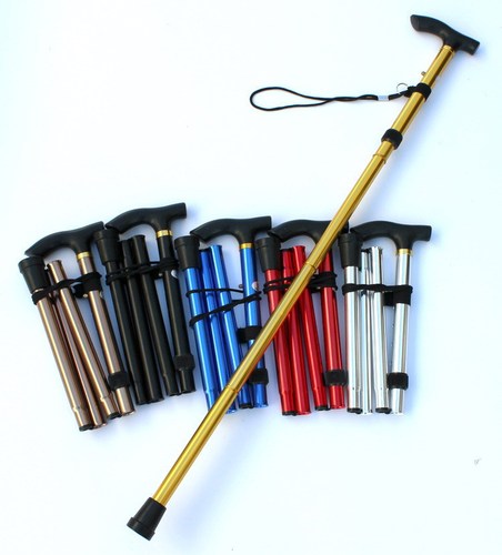 Aluminum alloy hiking cane telescopic folding hiking stick non-slip walking stick elderly reinforced adjustable crutches wholesale