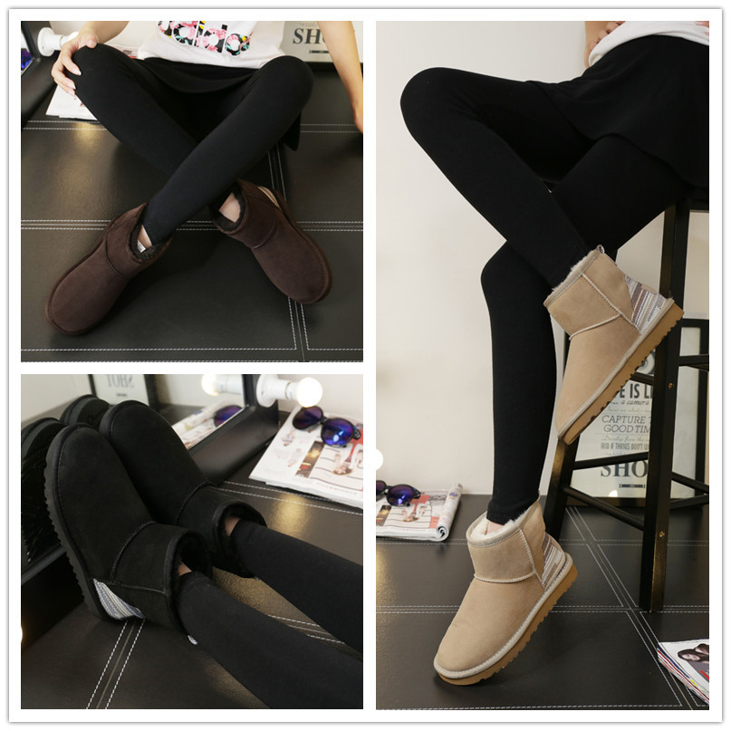 跨境新品时尚低帮短筒羊皮毛一体靴子棉鞋女冬平底大码雪地靴女