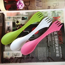 韩版创意餐具多色塑料刀叉勺三合一勺多功能户外便携勺子可印logo
