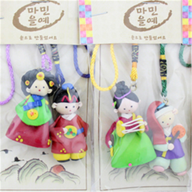 韩国韩服人偶娃娃钥匙链件汽车挂饰装饰品包链出国小礼品卡通挂件