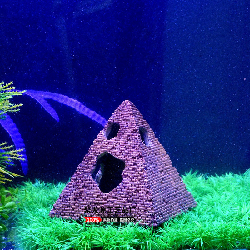Tanque de peces decoración paisaje antiguo romano resina ocultando decoración acuario desove conjunto simulación antiguo Egipto pirámide