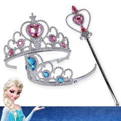 【皇冠魔法棒】卡通冰雪奇緣愛莎公主發箍 電鍍點鑽皇冠權杖套裝