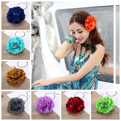 Beach skirt headdress, straw hat accessories, bridal travel vacation hair accessories, simulated peony flower head lace clip