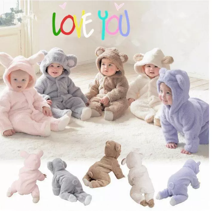 Roly-poly bodysuit (Berbernn Hayi) velvet animal onesie, Korean style, sizes 0–12M