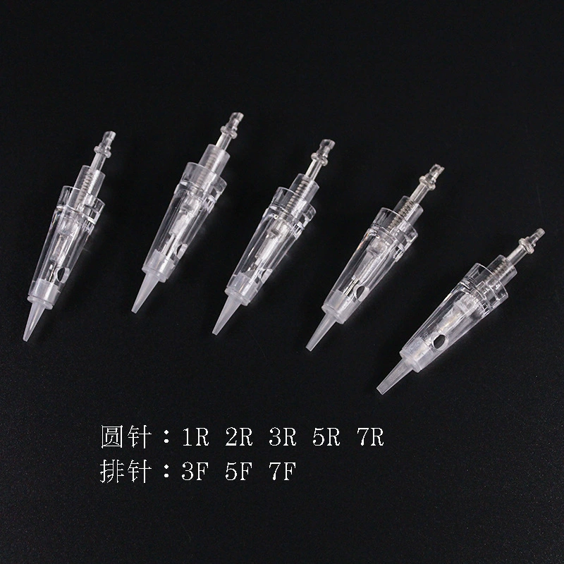 Integrated tattoo needle cartridge, disposable sterile bayonet, for eyebrows/eyeliner/lips