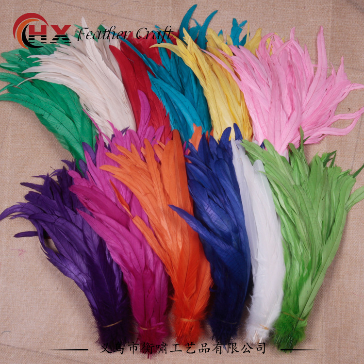 Spot sale 30-35cm decolorized cock tail feather cock tail feather chicken feather color feather DIY accessories