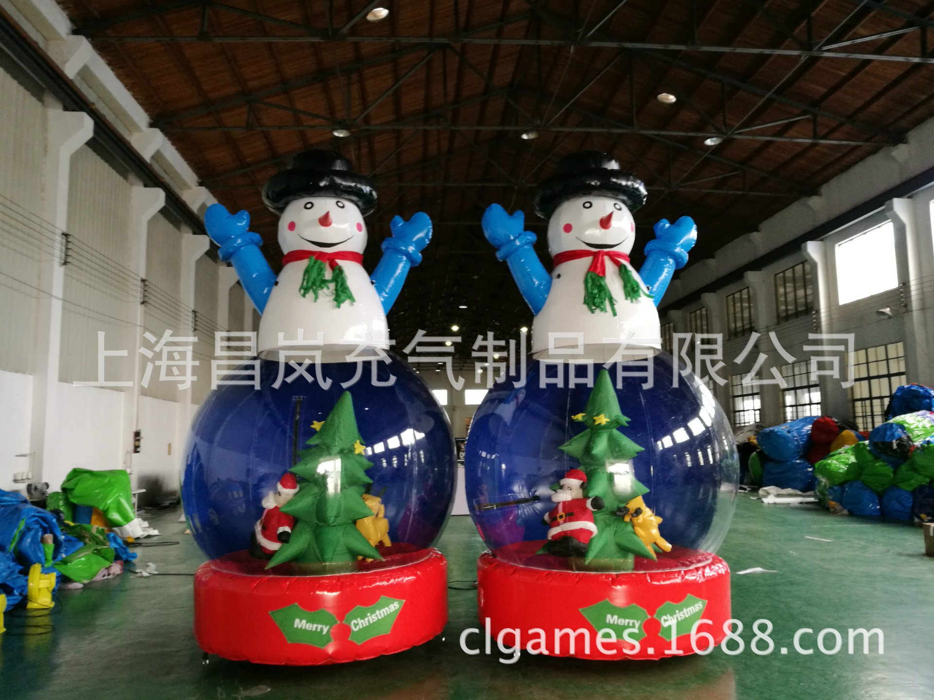 圣诞节PVC透明充气水晶球雪人圣诞老人树鹿气模节日拱门模型