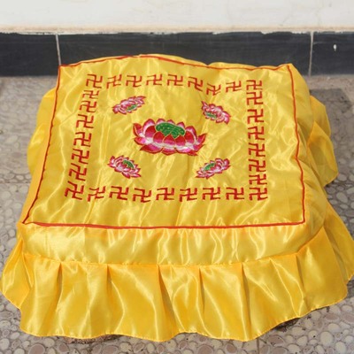 厂家批发刺绣拜垫套黄色莲花套寺庙拜佛凳套坐垫套|ms