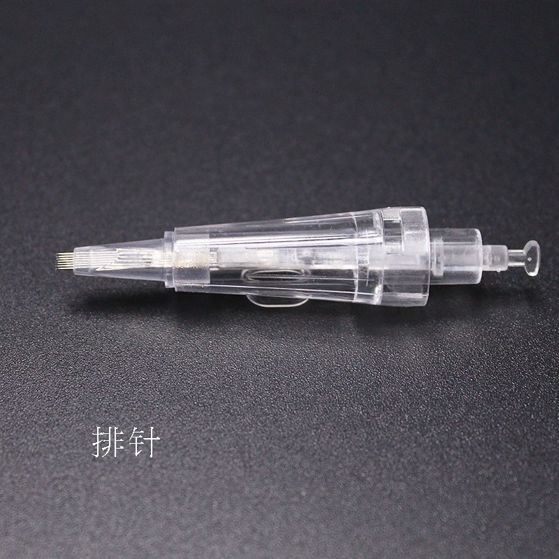 Integrated tattoo needle cartridge, disposable sterile bayonet, for eyebrows/eyeliner/lips