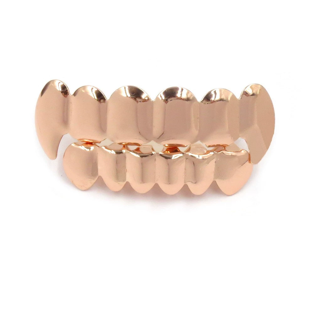 Золото зубных украшений Grillz, настоящее золото на медной основе, комплекты верх-низ, украшения в стиле хип-хоп