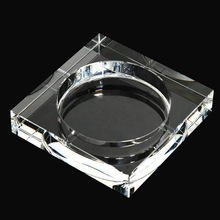 水晶煙缸方直孔 精品水晶工藝品廠家個性logo廣告煙灰缸批發水晶