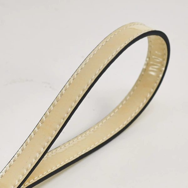 Milky white bright leather hand holding 1.2cm-gold buckle
